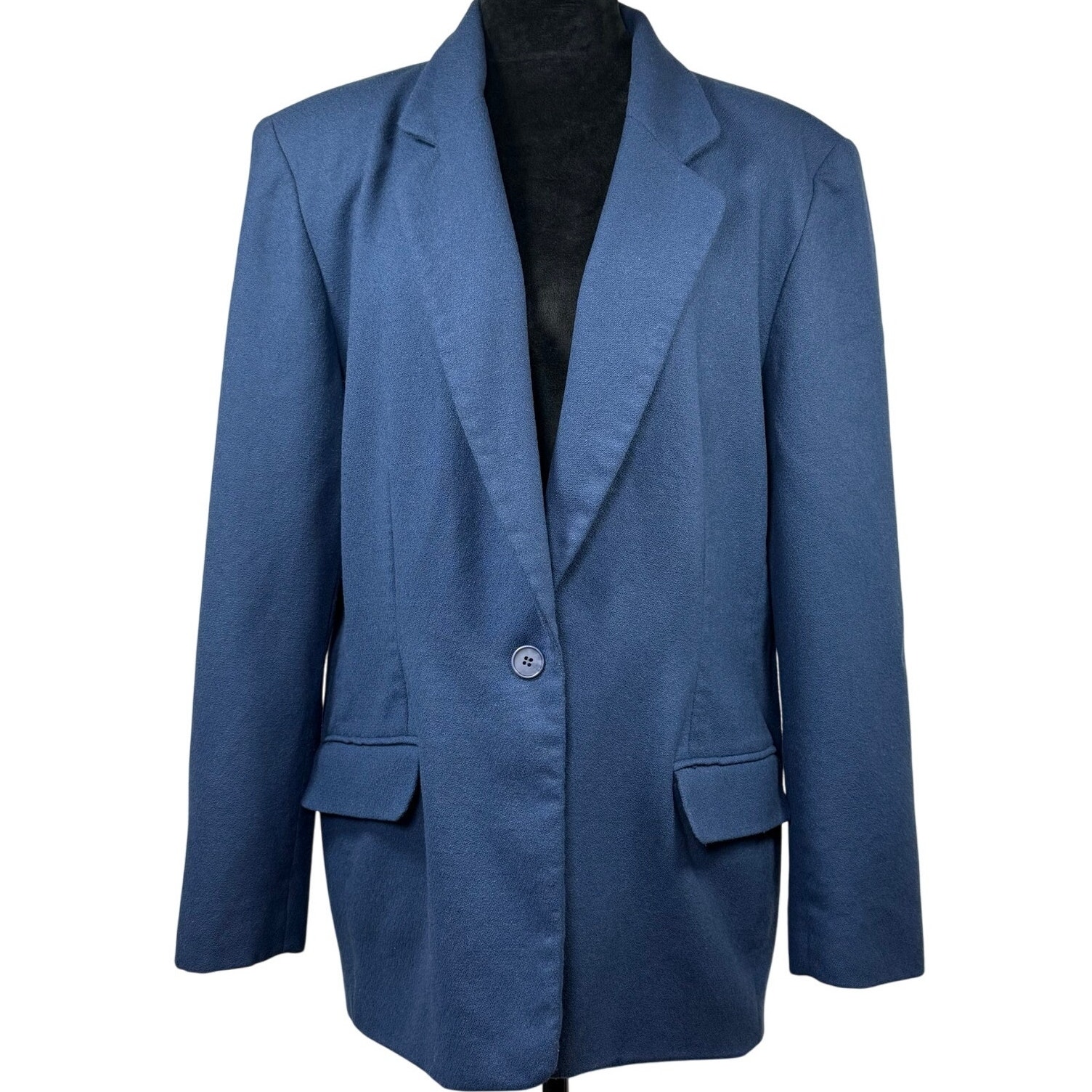 Vintage 80s Pendleton Blue Wool Blazer Jacket Women’s 18 Shoulder Pads